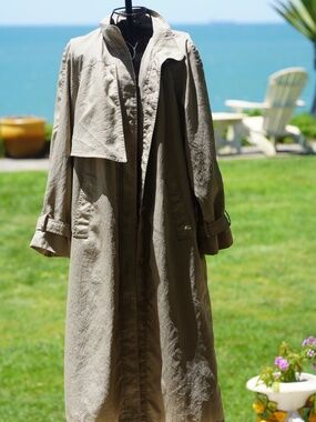 Chance Encounters Linen-Look Lightweight Trench Coat Khaki Tan 8P